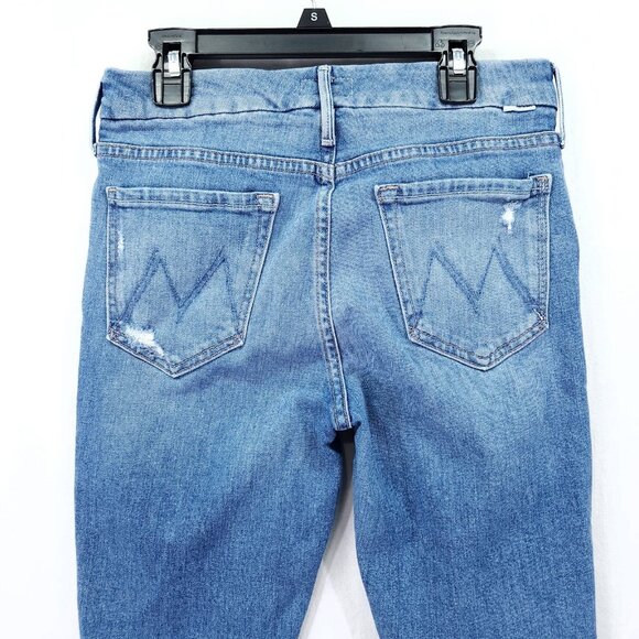 Mother Womens The Looker Ankle Fray Jeans 27 Stretch Mid Rise Distress Raw Hem - Picture 9 of 16